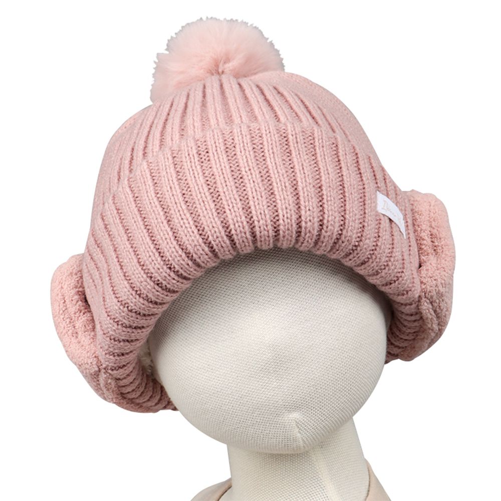 冬帽 內裡刷毛-附耳罩-粉紅色