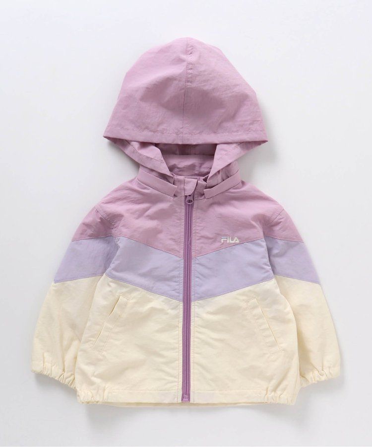 日本 apres les cours - FILA聯名 連帽可拆撞色風衣外套-摩卡x淺藍
