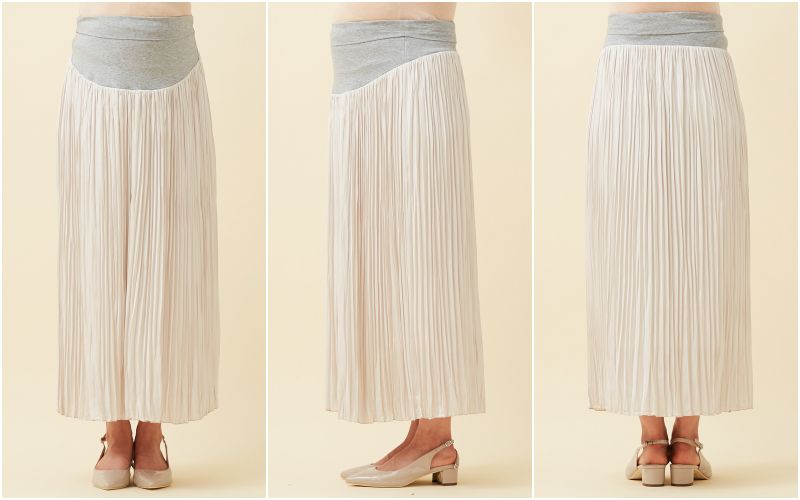 日本千趣會 - 孕婦百褶長裙-米杏