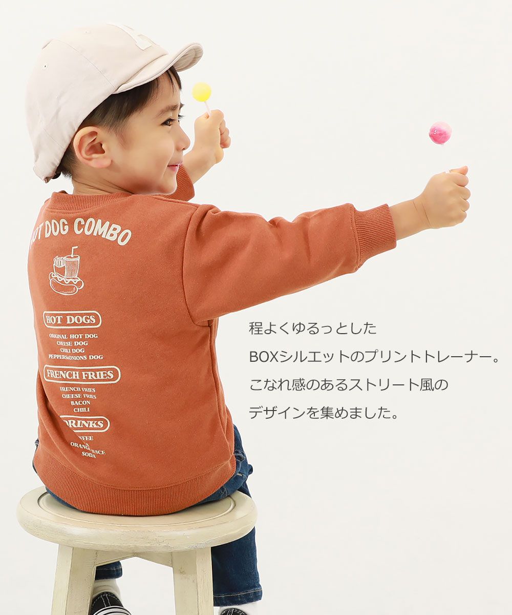 日本 devirock - 純棉裏毛百搭印花長袖上衣-檸檬-燕麥白