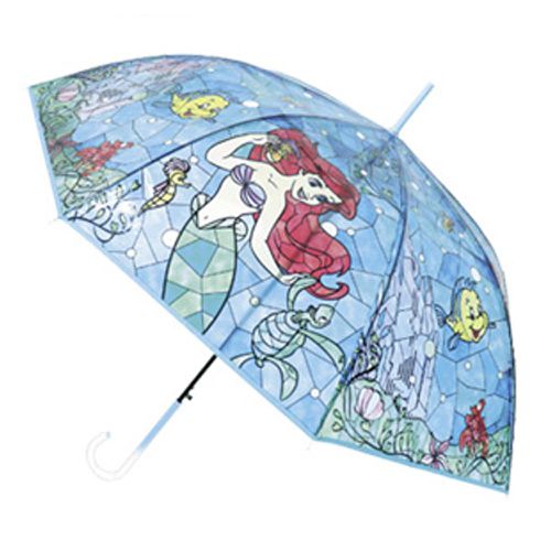 日本 J'S PLANNING - 迪士尼公主 彩色玻璃透明直傘-小美人魚 (60cm)