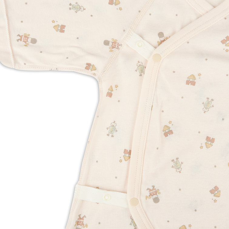 akachan honpo - 新生兒內衣6件組 長袖-按扣款 玩具-綠色 (肚衣:50cm 蝴蝶裝:50~60cm)