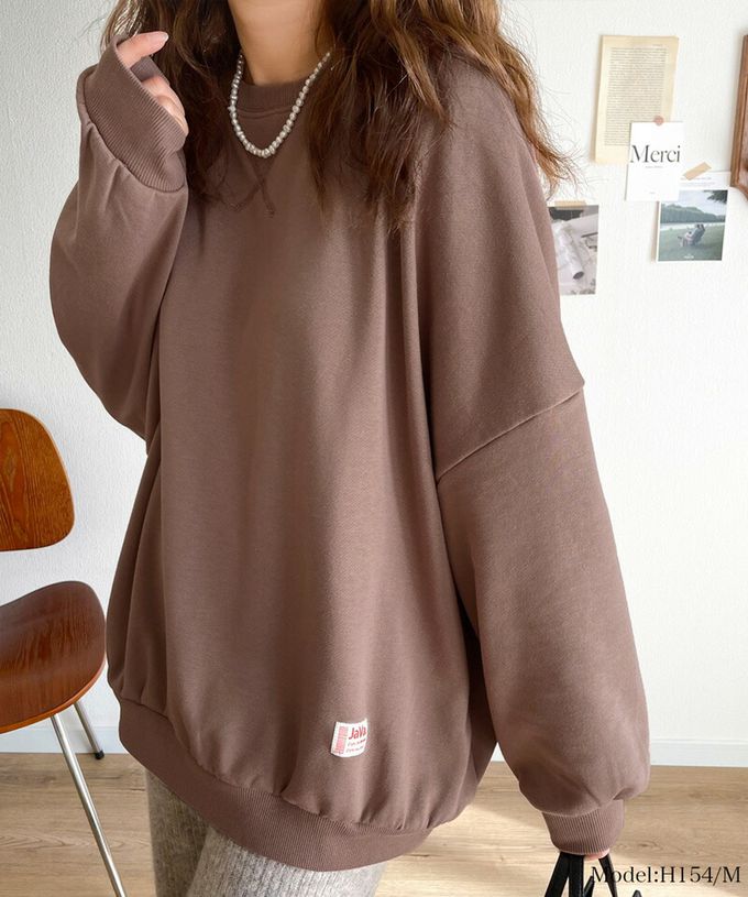 日本 Classical Elf - Java 棉混裏毛圓領素色大學T-摩卡棕