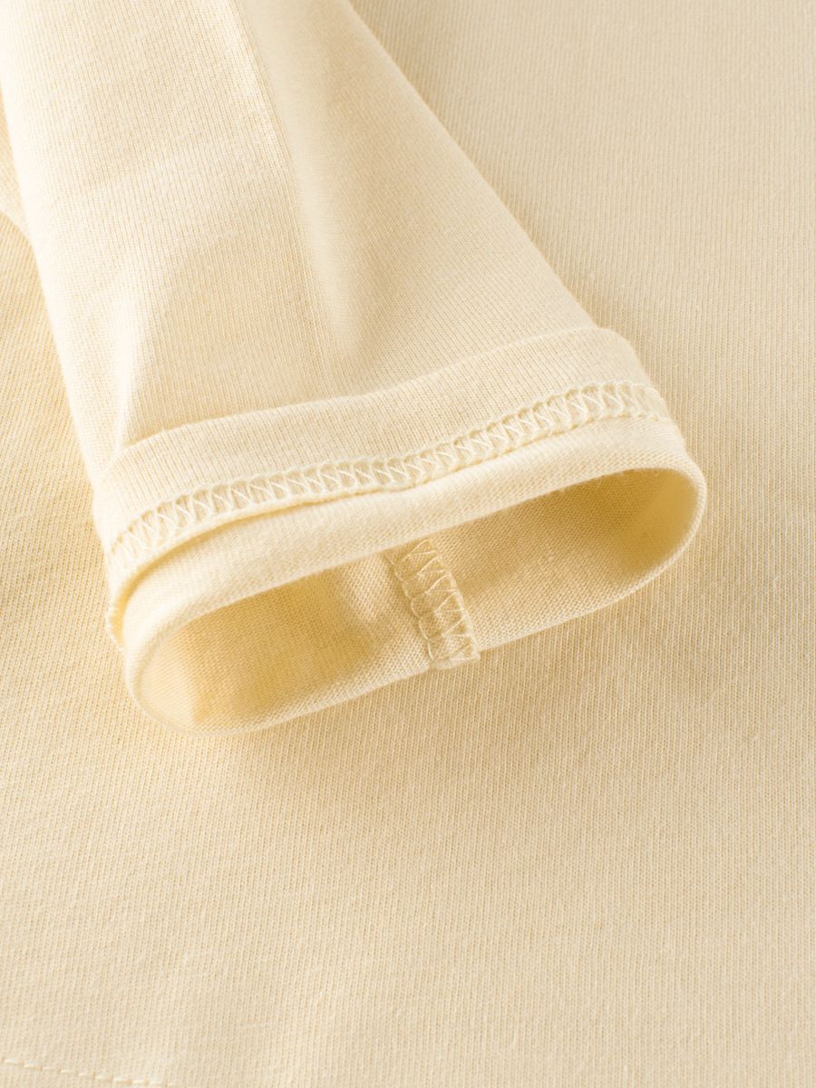 (大童)純棉圓領薄長袖上衣-快樂熊熊-杏色