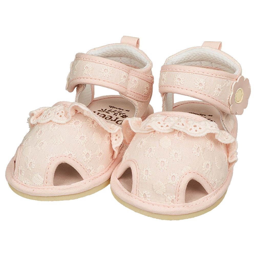 蕾絲學步涼鞋-粉紅色