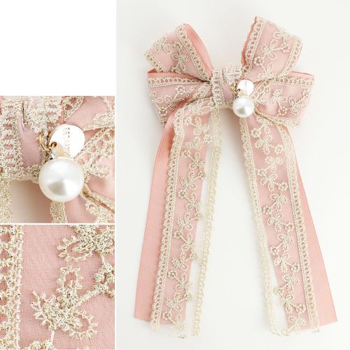 日本 Catherine Cottage - 歐式古典蕾絲公主蝴蝶結髮夾-粉紅
