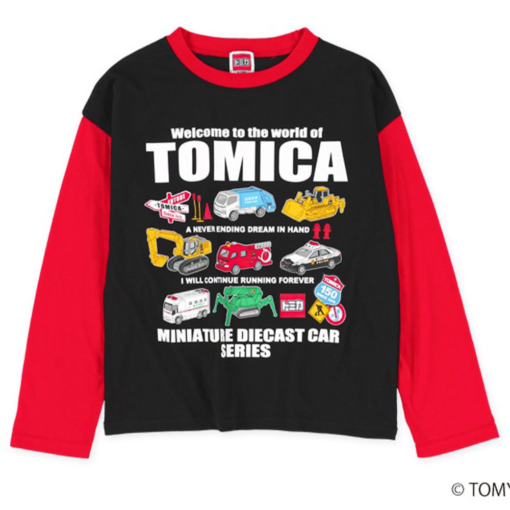 聯名款 印花長袖上衣-男孩最愛TOMICA-紅黑