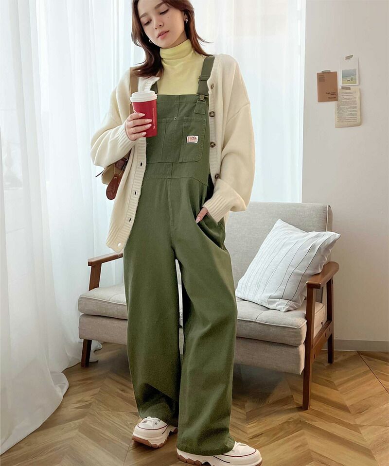 日本 Classical Elf - 美式經典百搭吊帶褲-卡其