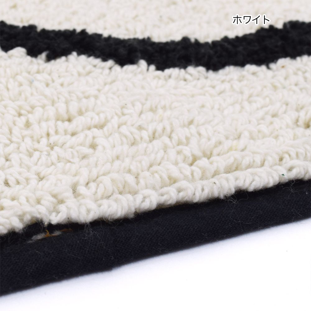 日本 TOMO - 短絨吸水印花腳踏墊/地墊-半月型微笑-粉灰 (約35×70cm)