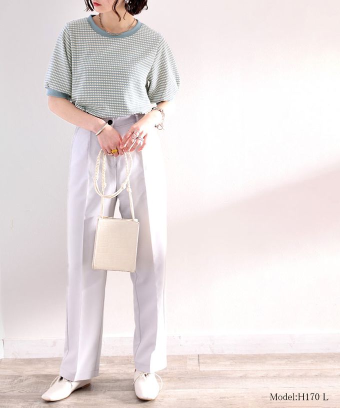 日本 Classical Elf - 緹花圓領彈性泡泡五分袖上衣-淺灰