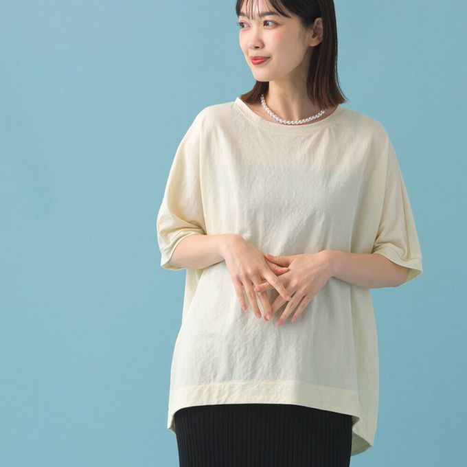 日本 OMNES - 接觸冷感 嫘縈休閒廓形短袖上衣-黑