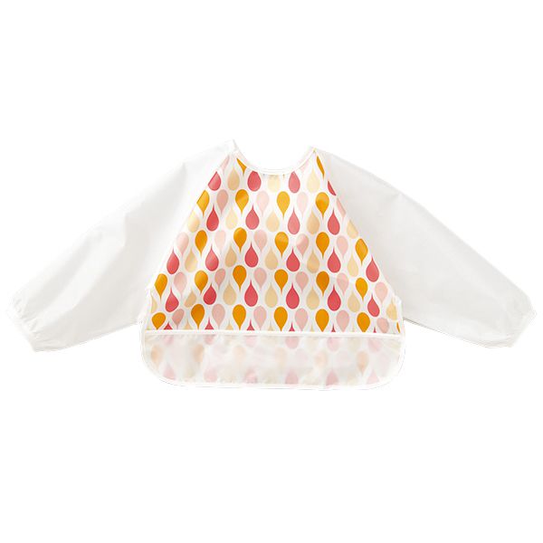 akachan honpo - 抗油汙、快乾長袖圍兜-粉紅色 (80cm～95cm)