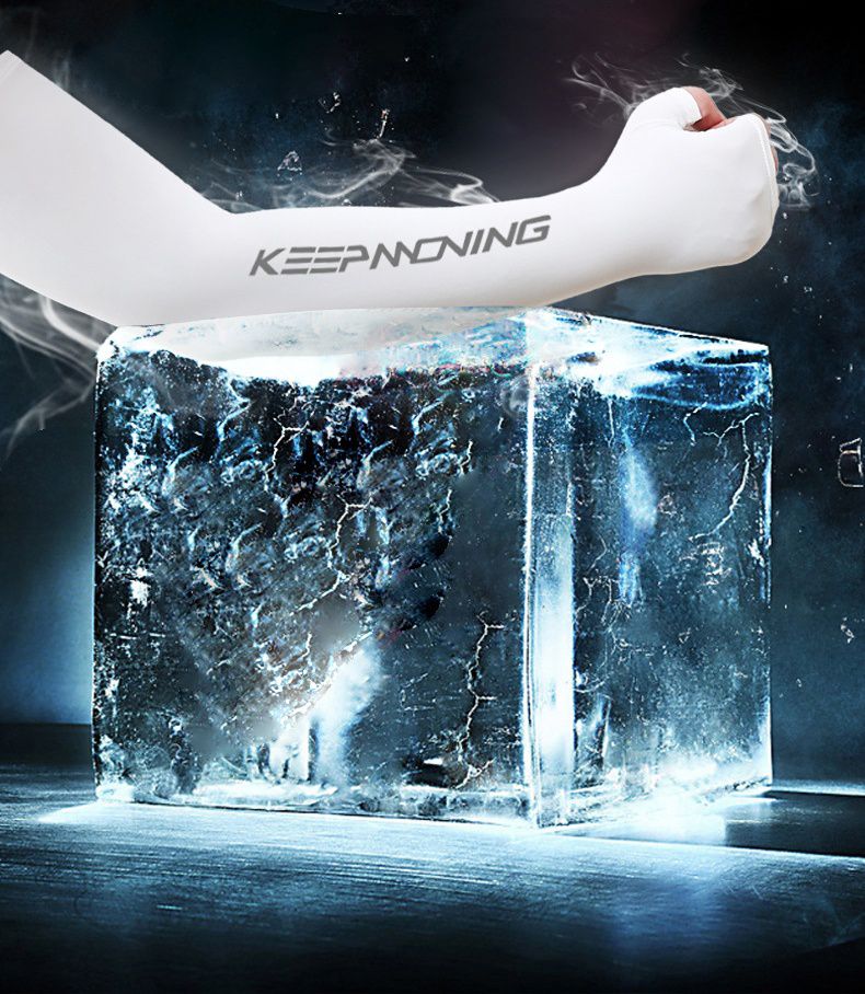 (買一送一)UPF50+冰絲涼感防曬袖套-迷彩款-紅色+灰色