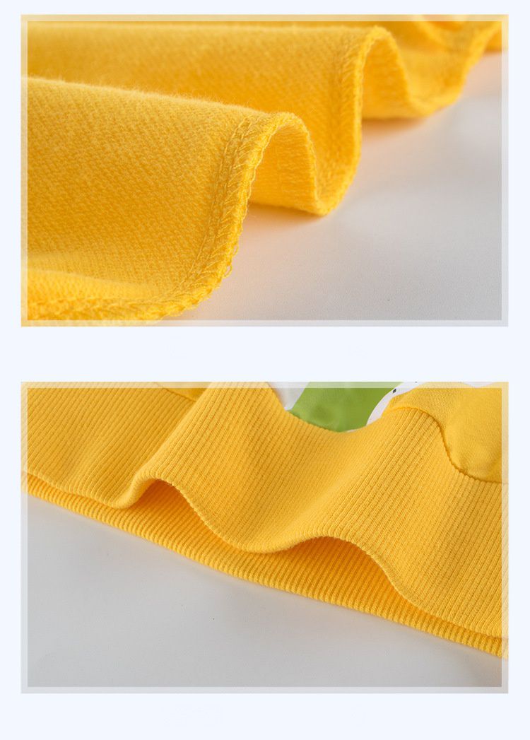 棉質長袖大學T-恐龍抱抱-黃色