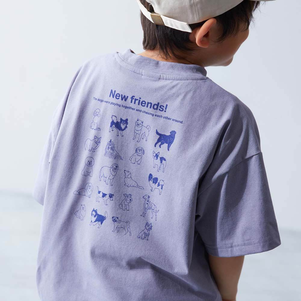 抗UV 不易皺速乾印花短袖上衣-狗夠大集合-淺紫