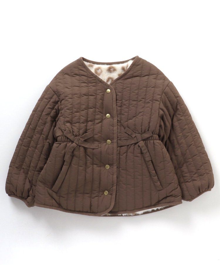 日本 apres les cours - 絎縫束腰氣質金釦雙面穿外套-花朵x淺卡其