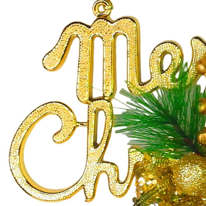 MODACore 摩達客 - 摩達客台製精緻8吋聖誕快樂英文字牌雙鐘吊飾-燦金系（歐美外銷人氣品）