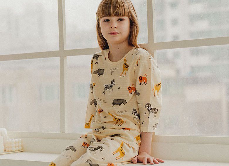 韓國 Mavarm Organic - 有機棉透氣七分袖家居服-草原動物