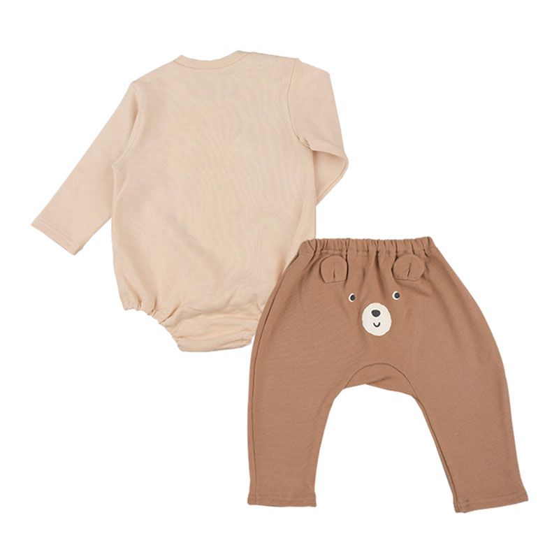 akachan honpo - 包屁衣+褲子-動物-淺卡其色