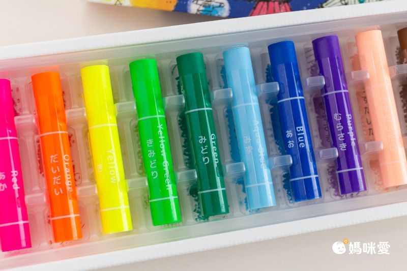 日本文具 KOKUYO - 日本製 螢光彩繪蠟筆-5色