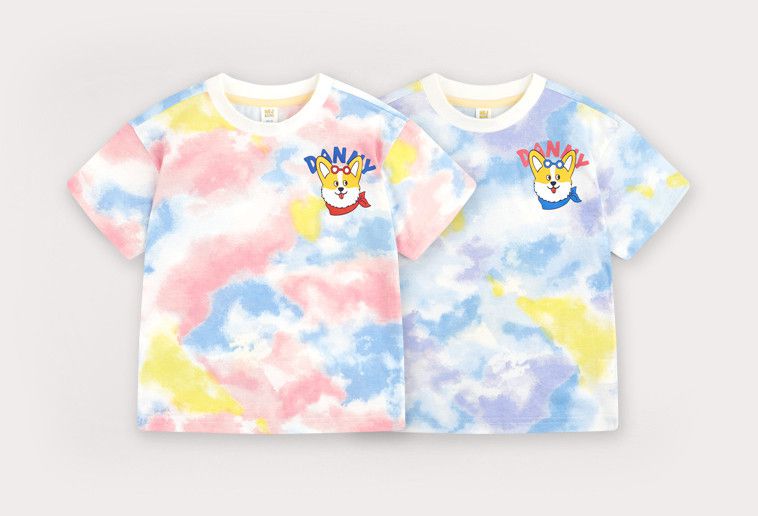 韓國 HEJMINI - 柴犬渲染色T-天藍