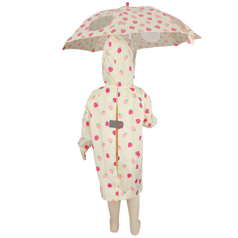 akachan honpo - 強力防潑水雨衣-草莓-象牙白色