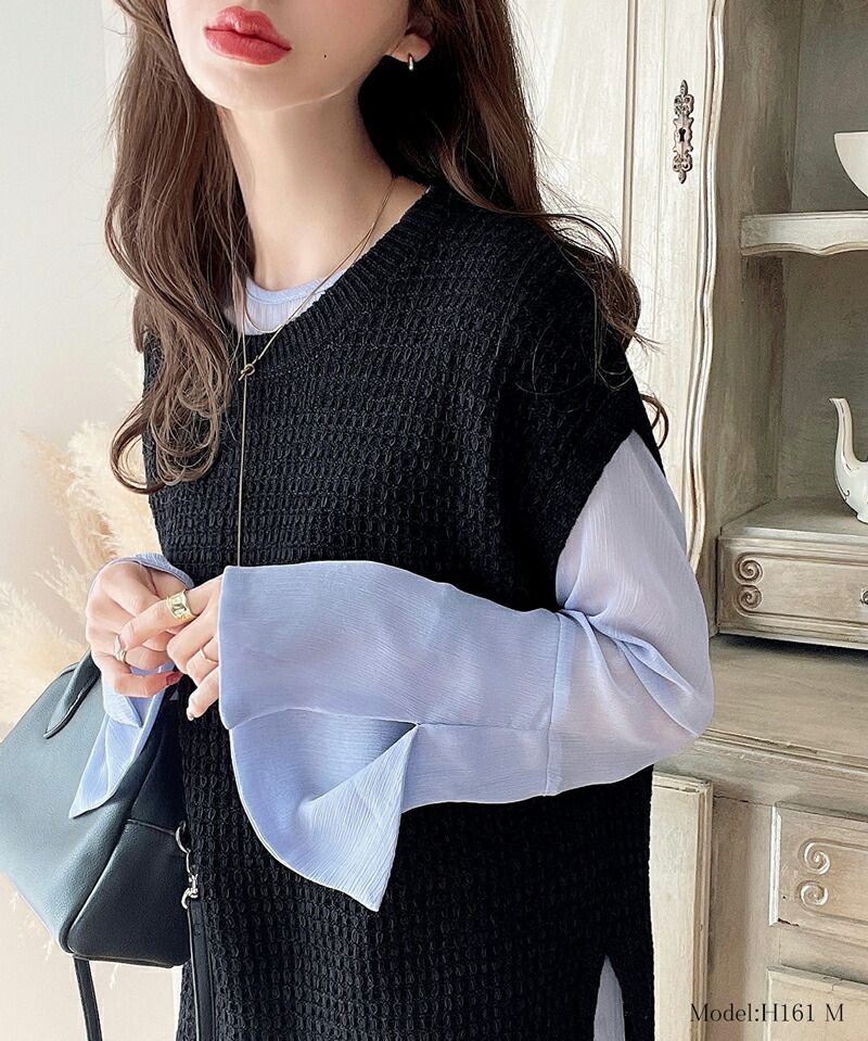 日本 Classical Elf - 百搭清新鉤針無袖上衣/背心-黑