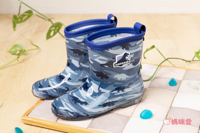 akachan honpo - 雨鞋 左右腳易分辨-恐龍-藍色