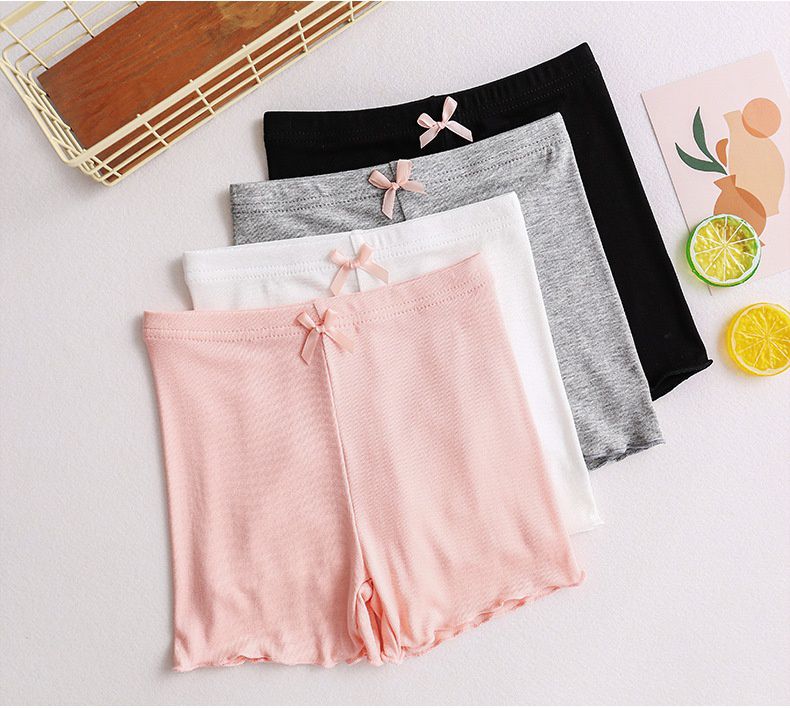 莫代爾防走光兒童安全褲-腰頭蝴蝶結-白色