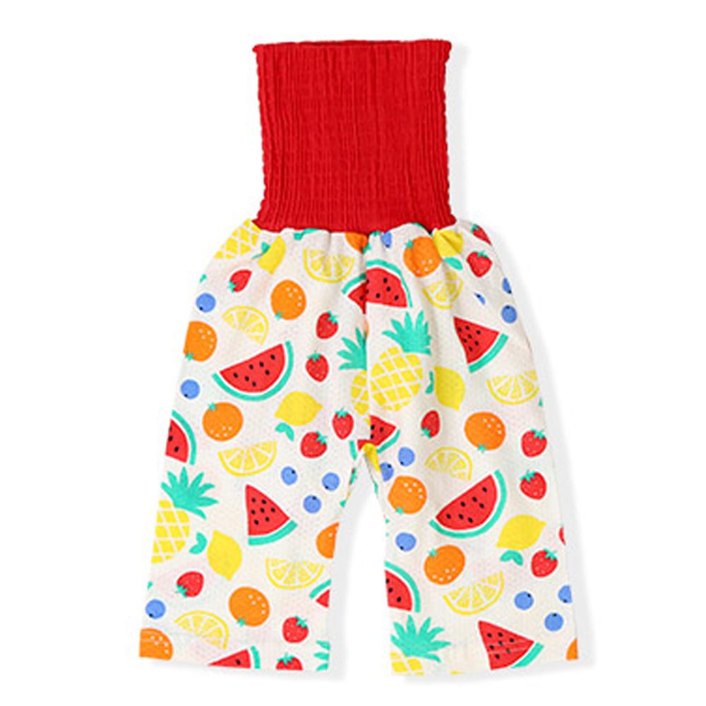 日本 ZOOLAND - 涼感 100%棉腹卷睡褲-繽紛水果-紅