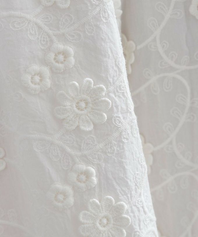 日本 Lupilien - 100%棉 奢華滿版緹花刺繡寬褲-白