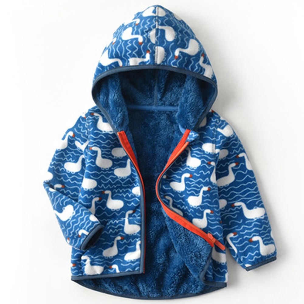 Fleece搖粒絨兒童連帽外套(溫暖加絨)-藍色天鵝