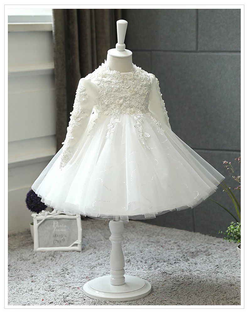 立體滿滿蕾絲網紗禮服-無袖款-白色