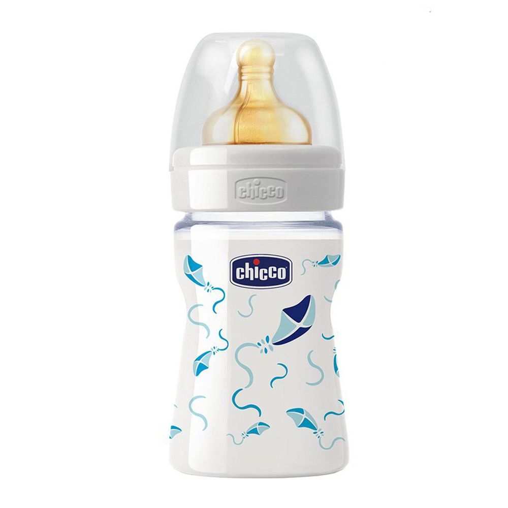義大利 chicco - 舒適哺乳-帥氣男孩玻璃奶瓶(單孔)-矽膠 (150ml)