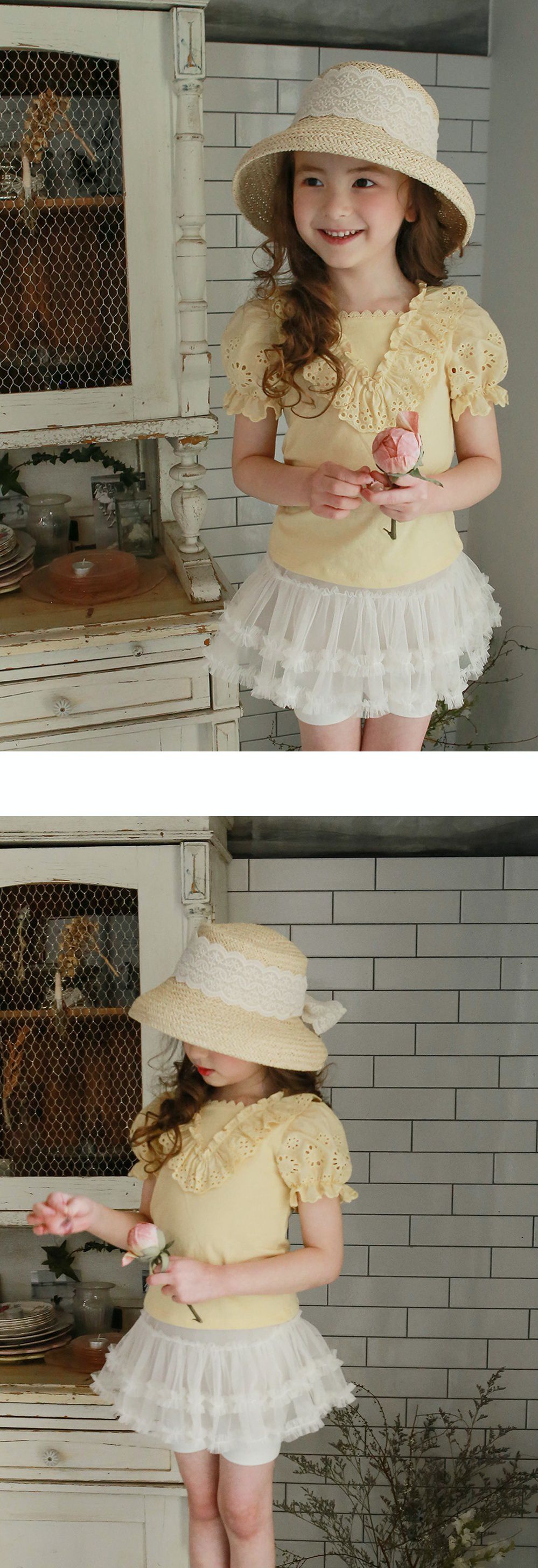 韓國 PuellaFLO - 細網紗蛋糕褲裙-象牙白