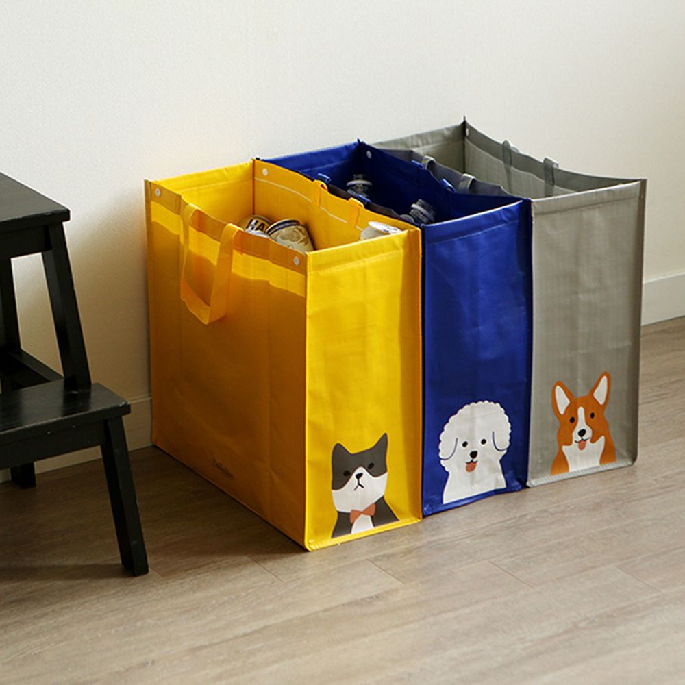 韓國 Daily Like - 組合式衣物/玩具收納袋(3入)-貓咪X貴賓狗X柯基-45x20x43cm,3P/395g