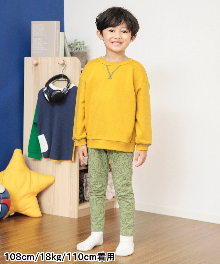 日本 BREEZE - 正反OK！裏毛圓領縫線長袖上衣-橘