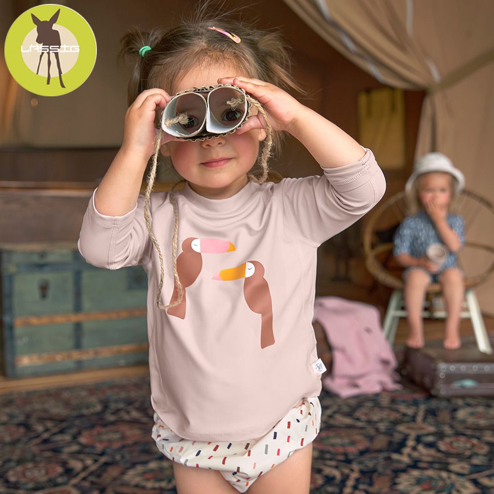 德國 Lassig - 嬰幼兒抗UV長袖泳裝上衣-灰大象