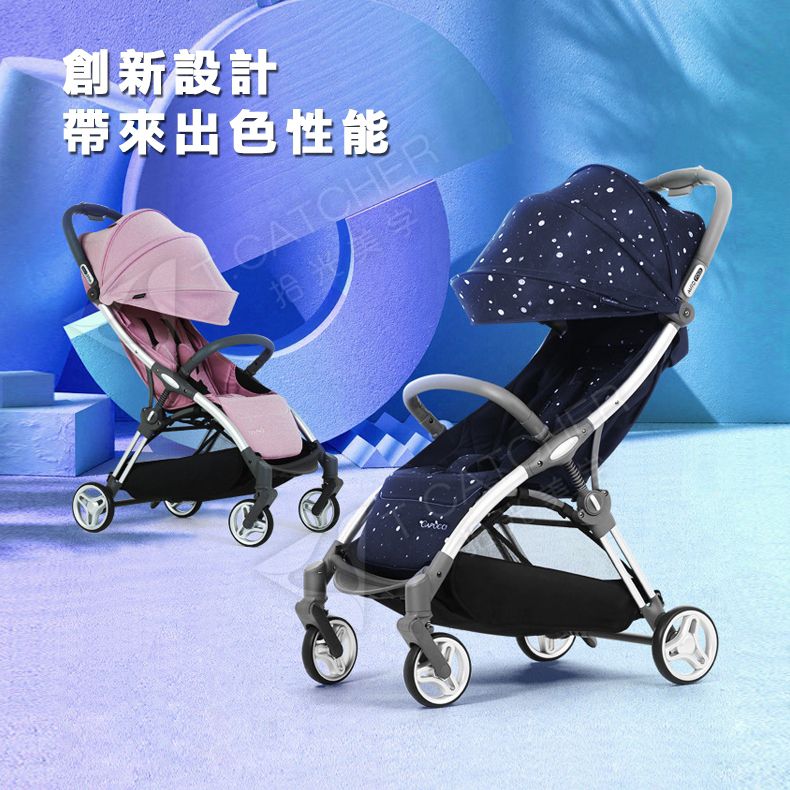 美國卡普奇Capucci - 重力全自動收合登機車-夜光星空-贈新生兒墊+蚊帳+雨罩+杯架