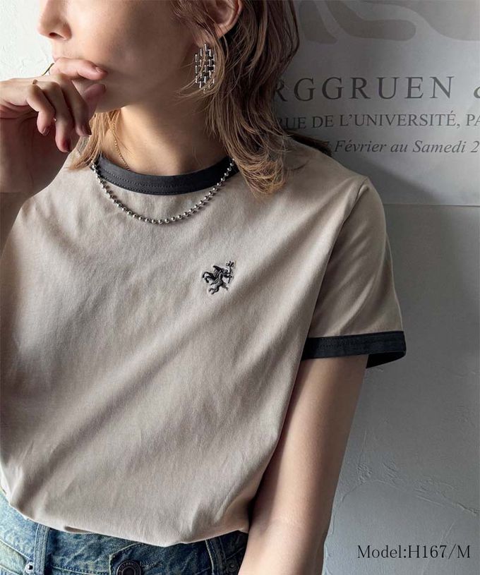 日本 Classical Elf - logo刺繡滾邊光澤感短袖T恤-海軍藍