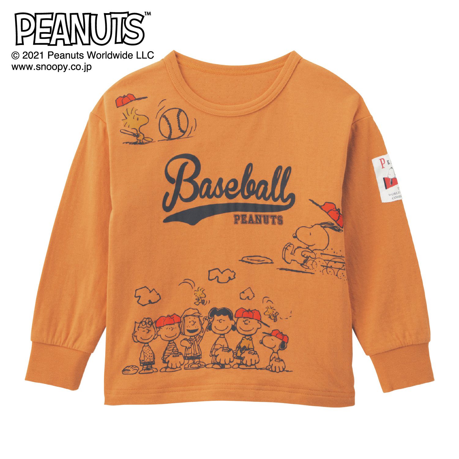 日本千趣會 - 史努比印花長T-棒球隊-橘