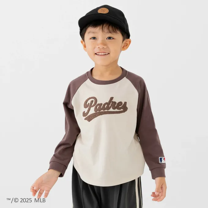 日本 Chil2 - MLB聯名 立體刺繡長袖上衣-聖地牙哥教士-棕