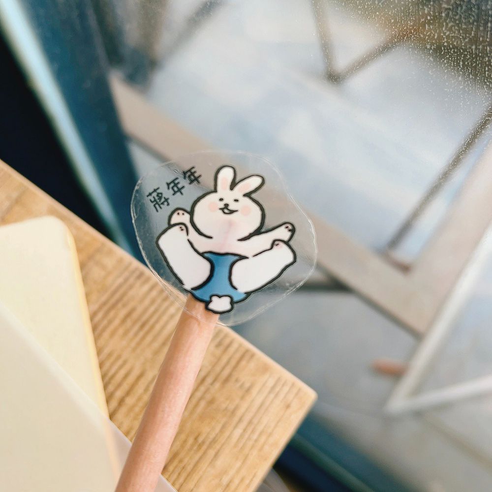 姓名貼紙-透明裁型-兔兔系列 (3.5X2.5cm)-50入