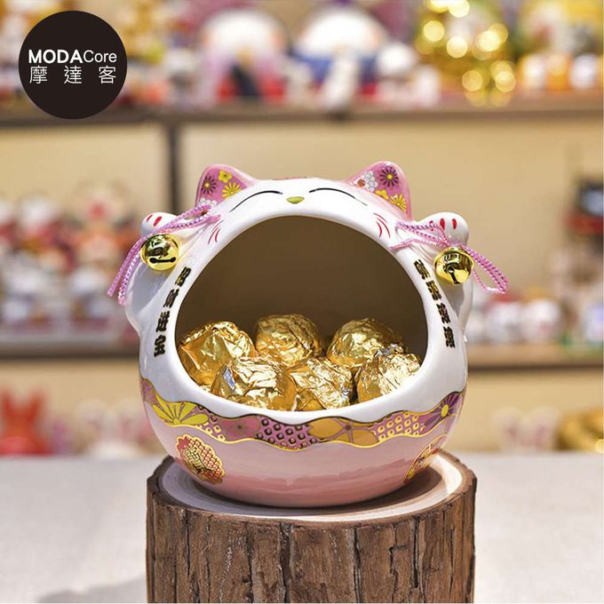 MODACore 摩達客 - 摩達客◉春節開運◉大口招財貓糖果收納擺飾聚寶盆-紅色