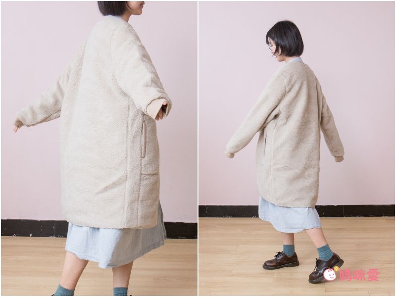 日本 OMNES - 輕量波浪衍縫長版羽絨外套-焦糖棕