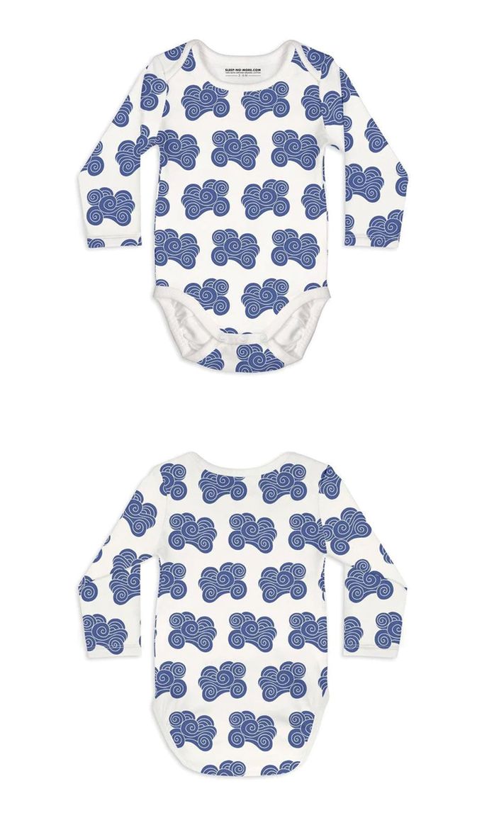 英國 SLEEP NO MORE - 100% 有機棉長袖包屁衣- 雲朵 (1.5-2 Y)