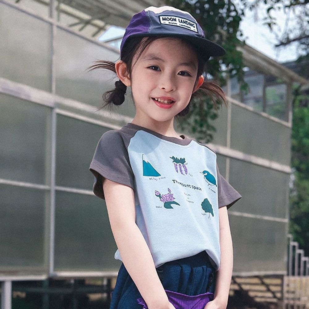 棉質圓領短袖上衣-山野觀察-灰藍