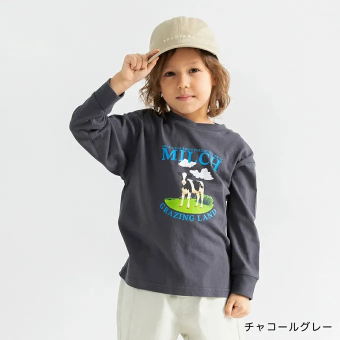 日本 BRANSHES - 100%棉 美味季節印花長袖上衣-草莓點心-白