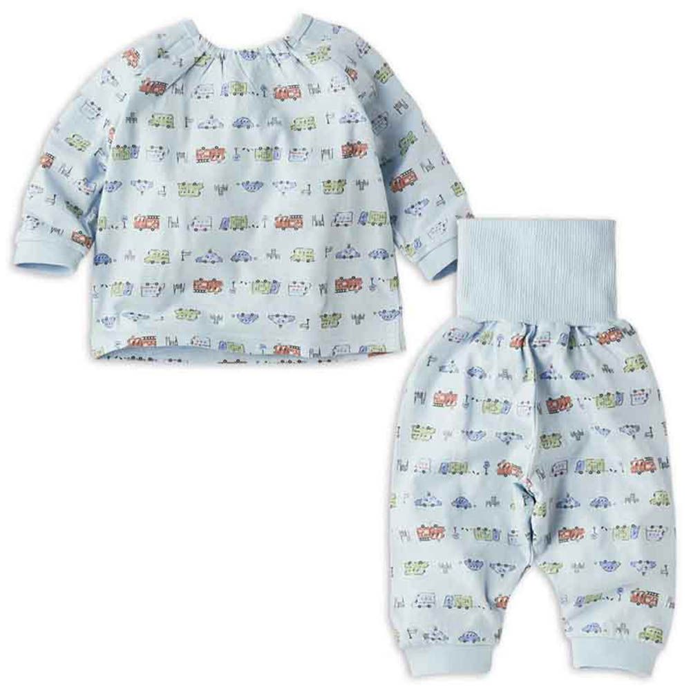 長袖家居服 穿衣練習-套頭式 工程車-淺藍色