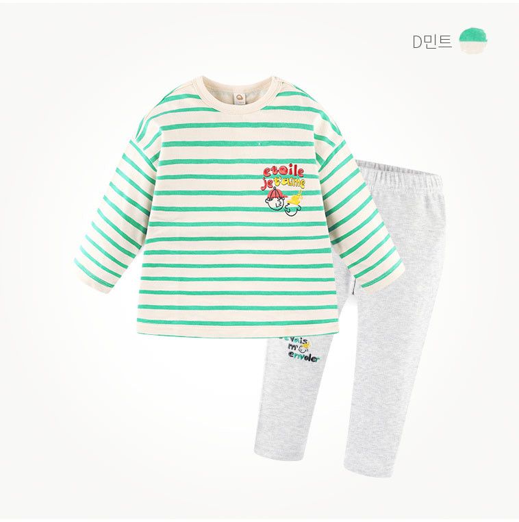 韓國 milk mile - 好朋友條紋套裝-綠